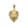 Hip Hop Rhinestone Iced Out Lion Head Pendant Halsband 18K Guldpläterad Bling Charm Pendants för Kvinnor Män