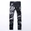 Hommes entiers impression jean genou 3D imprimé noir Rap Biker jean hommes Hip Hop lâche mince loup jean maigre pour hommes Denim pantalon Pl222k