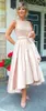 Country Blush Satin High Low Mother of the Bride Dresses A Line Mouwlive O Neck Wedding Party Guest Jurk met Bow Plus Size5741827