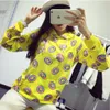 Women's Hoodies & Sweatshirts Wholesale- 2021 Autumn Cute Donut Print Pullovers Women Yellow Large Size M-XL Sudaderas Mujer Fashion Feminin