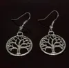 Antik Silver Tree of Life Charm Örhängen DHL Pierced Ears 925 Silver Plated Fish Ear Hook Chandelier Smycken Julklapp