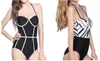 Dames Monochrome Bandeau Zwempakken Sexy Mesh Badpak Monokini Badmode One Stuk Bodysuit