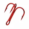 100pcs 35647 High Carbon Steel Treble Fishing Hooks Red Black Round Bent Triple Hard Lure Spoon Fishhooks