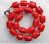 Collier de perles de baril de corail rouge Vintage Estate 12x18mm 18 pouces
