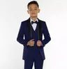 Garçons smoking garçons dîner costumes trois pièces garçons noir châle revers costume formel smoking pour enfants Tuxedo9161369