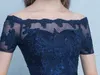 Navy Blue Cocktail Dress Hi Lo Tulle с аппликацией с короткими рукавами Светло-серый, черный, бордовые платья для вечеринок Дешевые специальные платья