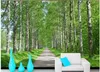 Custom 3d Photo Wall paper Original birch tree aspen tree avenue green background wall Art Mural for Living Room Large Painting Home Decor