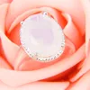 6 Pcs 1 lote Luckyshine Clássico Jóias Fogo Oval Branco Moonstone Cristal Gems 925 Festa de Casamento de Prata Anel de Mulher