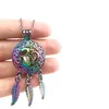 C704 Rainbow Color Catcher Dream Catcher Yoga OM Om Liść Koraliki Klatka Wisiorek Essential Oil Dyfuzor Aromaterapia Pearl Cage Medalion Wisiorek Naszyjnik