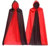 Heren zeer coole vampier kostuum zwarte mantel met dop, halloween kostuum jurk cape voor vampier goochelaar dubbelzijdige polyester mantel