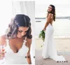 2020 Vintage Beach Wedding Dresses Mermaid spaghetti sweep treno Abiti da sposa con piena del merletto Backless Wedding Gowns