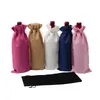 Jute Wine Bottle Bags champagne Bottle Covers Linen Gift Pouches Burlap Gift Bag Wedding and Festivals Decoration Favor