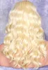 Human Hair Blend Long Beach Blonde Wavy HEAT SAFE Wig w. bangs MAR 613