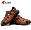 Z.SUO 802 chaussures de plage en cuir véritable pour hommes couverture d'embout classique à la main en cuir de vache sandales pour hommes large grande taille 39-48