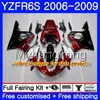 Kropp för Yamaha YZF R6 S R 6s YZF600 YZFR6S 06 07 08 09 231HM.0 YZF-600 YZF R6S YZF-R6S 2006 2008 2008 2009 Fairings Kit Green Flames Black