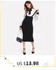 Sheinside marine perles gaine perlée robe crayon trois quarts manches fermeture éclair robe 2018 hiver femmes bureau dames robe