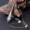 1Pc Natural Gray Moonstone Blue Flash Labradorite Gemstone 12 Facet Single Pointed Wellness Reiki Pendulum Handmade Jewelry Yoga Chakra Gift