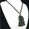 Natuurlijke Zwart Groene Jade God van Oorlog Hanger Bead Ketting Sieraden Heet