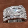 2018 nya ankomst lyx smycken 925 sterling silver varumärke desgin white topaz cz diamant ädelstenar kvinnor söt bröllop band finger ring gåva