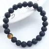 Mode Naturel Oeil Du Tigre 8mm Noir Lava Pierre Perles Bracelet DIY Aromathérapie Huile Essentielle De Parfum Diffuseur Bracelet Bijoux