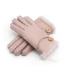 Whole - New Warm winter ladies leather gloves real wool women 100% 208Y