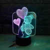Teddybär 3D Nachtlicht Lampe 7 Farben LED Romantische Geschenk Wohnkultur Gift #R42