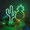 Vendita all'ingrosso insegna al neon da tavolo LED luce notturna Cactus albero di cocco albero di Natale ananas lampada da tavolo al neon da tavolo per decorazioni per feste di festival