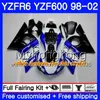 Corpo para Yamaha YZF R6 98 YZF600 YZFR6 98 99 00 01 02 230HM.0 YZF 600 YZF-R600 YZF-R6 1998 1999 2001 2002 Fairings fábrica Vermelho preto