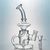 Hookahs Klein Tornado Recycler Glass Bongs 14mm Female Joint Nya två funktionsrökande vattenledningar med glas banger tobaksolje riggar med skål HR024