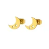 Everfast 10 pares / lote Deportivo Negro Oro Luna Gruesa Pendientes de Acero Inoxidable Pendiente Minimalista Estrellas Simples Studs Moda Oreja Jewel243e