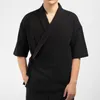 メンシャツ着た日本rajukuメンズシャツリネンレトロオリジンストリートウェアカーディガンアウトウェア伝統的なオープンステッチシャツ