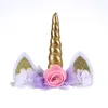 14 sztuk Zespoły Do Włosów Akcesoria Do Włosów Dla Dziewczyn Baby Z Unicorn Horn Tiaras Koronki Kot Kot's Ear Opaski Party Headwear HD103