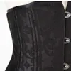 Women Brocade Steel Boned Under bust Black Waist Trainer Corset Shapewear Bustier Plus Size Free Shipping