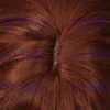 Vacker röd lång cosplay kvinnors vågiga syntetiska hår peruker