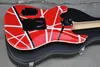 Top personalizado Edward Van Halen Kramer 5150 Black Stripe Branco Vermelho Guitarra elétrica Floyd Rose Tremolo TailiPiPle Maple Neck Fre1782255