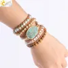 CSJA Women Wrap Bracelets Natural Gemstone Beads Ocean Agate Charms Gold Beaded Jewelry 5 Strand Girl Friendship Boho Bracelet Dro3493461