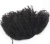 Mänskligt hår Ponytail Afro Puff Kinky Curly Drawstring Ponytail för svart Kvinnor African American Medium-storlek Updo Hairpiece Bun med 2 clips