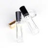 Högkvalitativ 6ml 9ml mini uppblåsbara glas parfymflaska med svart / guld / silver / metall spray snabb frakt f1417