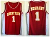 Мужские баскетбольные майки Tracy McGrady # 1 T-MAC Mount Zion Christian High School MT.Zion Jersey Черные красные сшитые рубашки