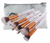 Maange 10st / Set Marbling Makeup Brushes Kit Marmor Mönster med PU Brush Bag Powder Contour Eye Shadow Beauty Make Up Borsta Kosmetiska Verktyg