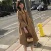 Zavqs Windbreaker Female Spring Horn Sleeve Long Long Slim Trench Coat Three-Quarter Coat Coat Double Breadted Khaki Overcoat JF247