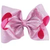 6PCS 7 بوصة جلدية لينة كبير القوس الشعر مع التمساح كليب بنات بلينغ Hairbows عيد الميلاد دبوس الشعر اكسسوارات الشعر للأطفال