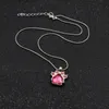 Bonito Cristal Paw Pingente de Colar Prong Multicolor Birthstone Clavícula Cadeia Colar Fino Presente de Aniversário Jóias