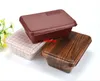 300pcs/lot Creative Wood Grain Design Disposable Food Container Snack Packing Boxes Microwaveable PP Bento Box F051406