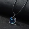 Lysande glöd i Dark Galaxy Universe Halsband Stjärna Moon Glass Cabochon halsband hängsmycken mode hip hop smycken droppfartyg