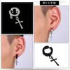 Round cross earrings for men Stainless Steel Pendant Stud Earrings Punk Rock Style Male Men Earrings Jewelry