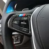탄소 섬유 자동차 스타일 스티커 인테리어 스티어링 휠 버튼 트림 커버 액세서리 BMW 5 시리즈 6GT X3 G01 G30 G32 G38