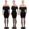 Sexy Casual Skinny Mini Dresses Ruffled Neck Women Summer Black White Party Club Dress Size S-XL