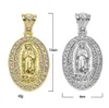 Heren Hip Hop Christian Santa Maria Hanger Kettingen Ovale Charm Vergulde Crystal Rhinestone Diamanten Sieraden