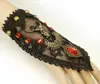 free new Gothic punk vintage hand ornaments ghost head lady black lace bracelet fashionable personality classic delicate elegance